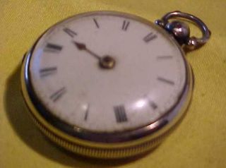 Antique 1890 London Silver Hallmark Plump Key Wind Pocket Watch Key &1 Hand Lost
