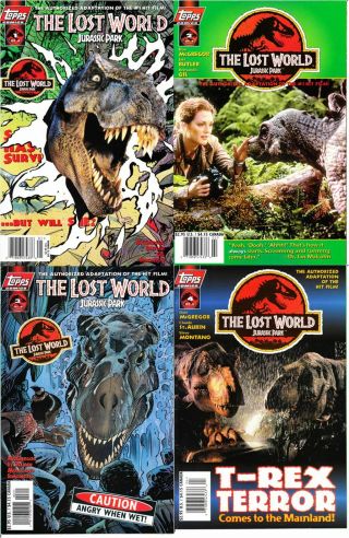 Very Rare Topps The Lost World Jurassic Park 1997 Comic Book Set 1 - 4