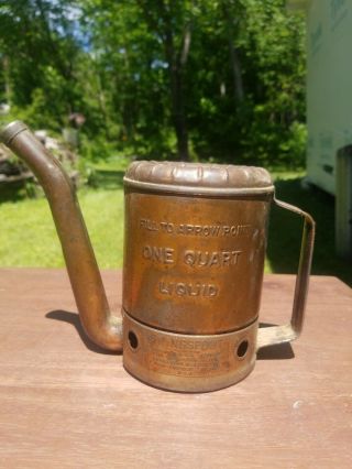 Antique Vintage Copper Oil Can Swingspout