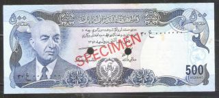 Afghanistan 500 Afghani Banknote " Specimen " Pick 52 @@ Rare @@