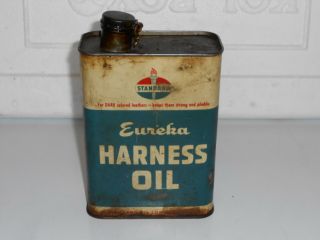 Antique Eureka Harness Oil Can Tin Standard Oil Company,  Co.  - Full Quart