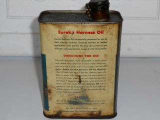 Antique Eureka Harness Oil Can Tin Standard Oil Company,  Co.  - FULL QUART 3