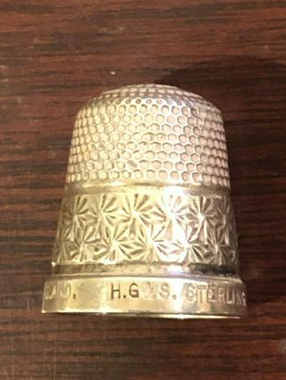 Antique Sterling Silver Decorated Thimble.  Henry Griffith & Sons.  " The Spa ".