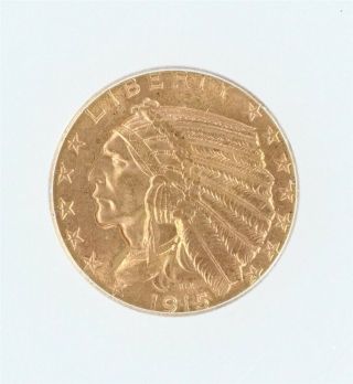 1915 Indian Head $5 Gold Half Eagle Icg Ms65,  Valued At $11,  000 Rare In Gem