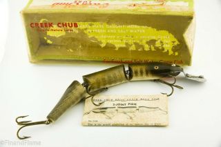 Vintage Creek Chub Triple Jointed Pikie Minnow In Correct Box Et14