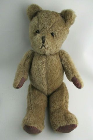 Vintage 21 " Fully Jointed Teddy Bear W/ Glass Eyes - Poss Mohair