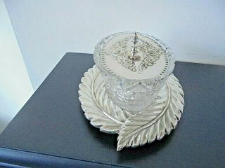 Lovely Vintage Silver Plated/glass Butter Dish