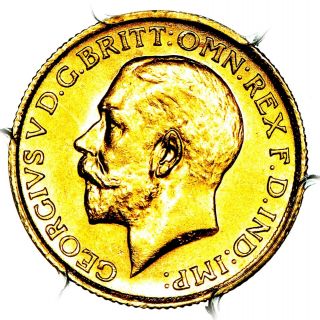 Extremely Rare 1924 S George V Australia Sydney Gold Sovereign Pcgs Ms63