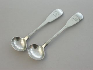 2 Eartly 19th Century Scottish Silver Salt Spoons 1821 - 1838