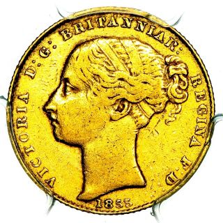 Rare 1855 Queen Victoria Australia Sydney Gold Sovereign Coin Pcgs Vf35