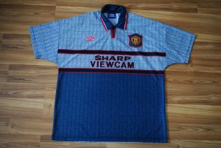 Manchester United 1995/1996 Away Football Shirt Sharp Umbro Size Xl Vintage Rare
