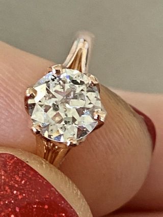 Huge 1.  01 Carat Old European Cut Diamond Solitaire Ring Rare 18ct Rose Gold 18k