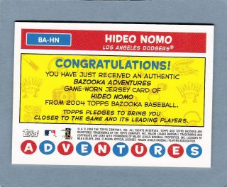 2004 TOPPS BAZOOKA HIDEO NOMO JERSEY CARD LOS ANGELES DODGERS RARE 2