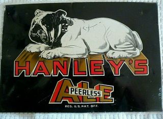 Rare Vintage Hanley’s Peerless Ale Beer Embossed Metal Sign Providence Ri 1930 