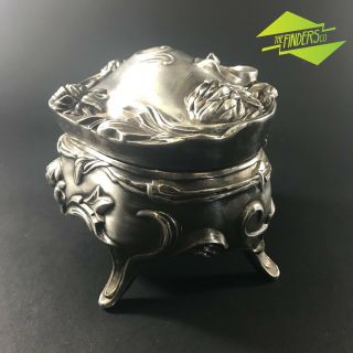 STUNNING LARGE ANTIQUE ART NOUVEAU SILVER PLATE JEWELLERY CASKET BOX REPAIRED 2