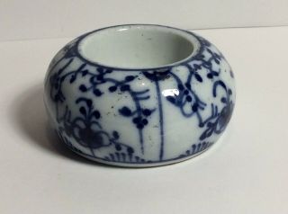 Chinese Qing 19th C Blue & White Glaze Brush Pen Wash Ink Pot Bowl Signed