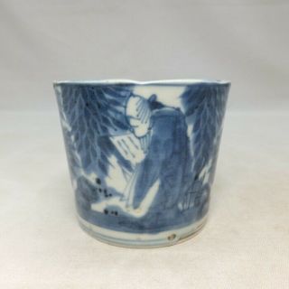 D298: Japanese Really Old Ko - Imari Blue - And - White Porcelain Cup Soba - Choko