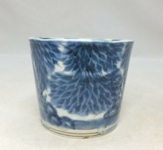 D298: Japanese really old KO - IMARI blue - and - white porcelain cup SOBA - CHOKO 3