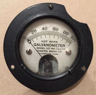 Hot Wire Galvanometer Antique Model 127 General Radio Panel Meter 0 - 100 Gauge