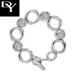 Rare David Yurman Sterling Infinity Link Bracelet With Diamonds And Box