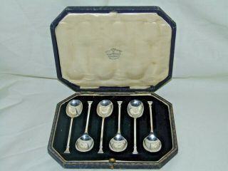 Great Cased Set 6 Antique 1923 Solid Silver Teaspoons Cooper Brothers Sheffield