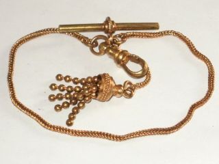 Antique Victorian 9ct Rolled Gold Albertina Bracelet With Tassle