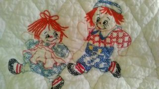 Vintage Raggedy Ann And Andy Baby Crib Blanket Quilt