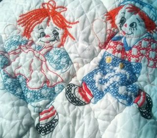 Vintage Raggedy Ann and Andy Baby Crib Blanket Quilt 3