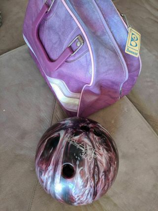 Vintage Galaxie 300 Bowling Ball 12 Lb With Bag - Rare Lavender Swirl Euc