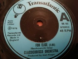 Classicodisco Orchestra For Elise Rare 7 " Funk Disco Single Very Good 1976