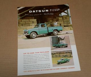 Datsun Truck Brochure Sheet Sports Pickup Pu L320 60 Hp Nos Rare 60s Nissan