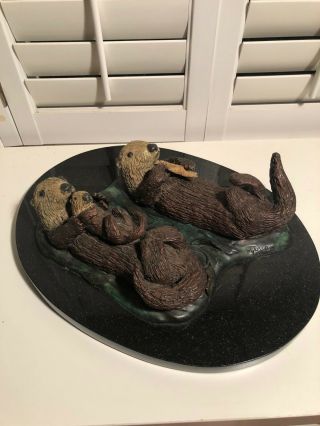 Robert Wyland Bronze Sculpture Sea Otter Family Rare Limited Edition 17/300