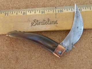 Antique,  Very Old Horn Handle Handmade " Friction Folder " Pocket Knife