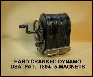 Antique Hand Cranked Dynamo - - - - Five Horseshoe Magnets - - - - - - - - -