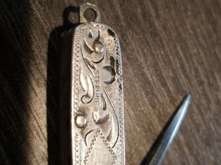 Antique 1930 ' s Sterling Silver Multi Tool Pocket Knife Stainless Oriental Japan 2