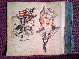 Sailor Town - Rare Unique 1920 - 30s Classic Bowery Tattoo Flash Sheet