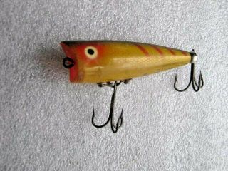 Rare Old Vintage Heddon Tiny Chugger Topwater Lure Lures Red Eye Shadows