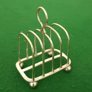 Small 9.  5 Cm Antique Mappin Bros Silver Plated 4 Slice Toast Rack With Ball Feet