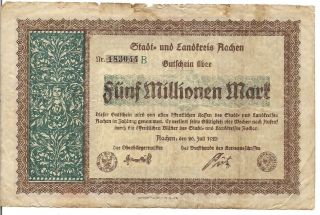 Germany,  5 Millionen Mark,  1923.  Rare