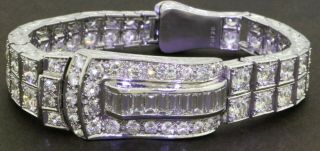 David Webb Rare Custom Heavy Platinum 16.  70ctw Vs1/g - H Diamond Bracelet W/papers