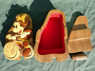 EXTREMELY RARE DISNEY MINNIE MOUSE ON BICYCLE REAL HARDWOODS PUZZLE TRINKET BOX 2
