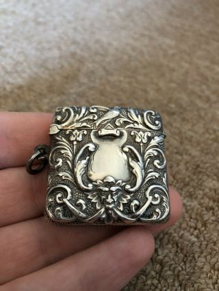 Stunning Rare Arts & Crafts Solid Silver Vesta Case Match Safe Holder 1903