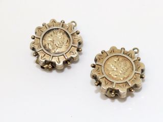A Pretty Antique Victorian Sterling Silver 925 Gilt Engraved Earrings