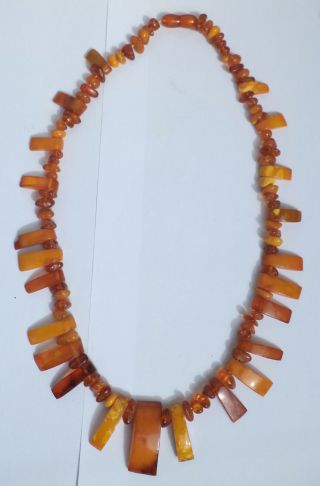 NATURAL OLD ANTIQUE BUTTERSCOTCH EGG YOLK BALTIC AMBER NECKLACE 38,  46 grams. 3