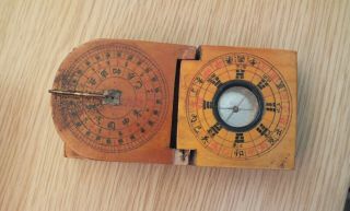 Antique Wooden Chineses Compass / Sundial