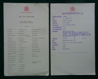 Antique List Of Officers Royal Yacht Britannia Investiture Prince Charles 1969