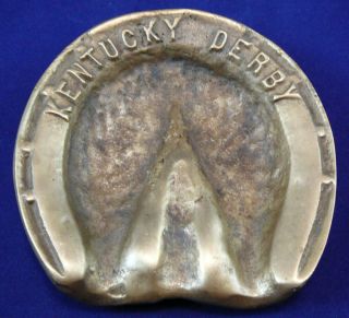 Rare Vintage Kentucky Derby Heavy Brass Horseshoe Shaped 4 " Ashtray