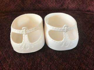 Vintage Cabbage Patch Kids Doll Shoes T Strap Mary Jane Style White