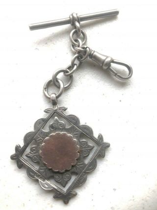 Silver Pocket Watch Fob Chain Vintage Made By William James Dingley In 1917