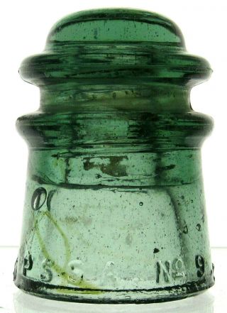 Cd 107 Dark Fizzy Sage Green Pssa No.  9 Antique Glass Telegraph Insulator Scarce